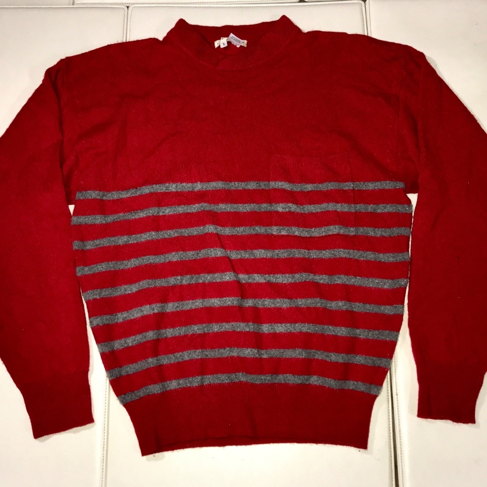 Nancy Heller 100% Cashmere Sweater S Pinstripe